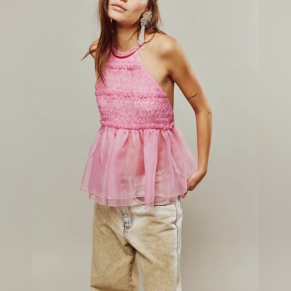 Free People Pink Halter Top - Picture 2 of 8